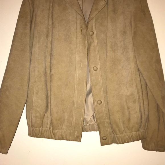 Olympic Fashions Ultrasuede Tan Bomber Jacket Men’s Size XL Vintage Style - Picture 14 of 16